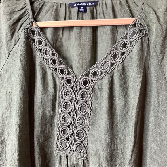 NWT Zac & Rachel Olive Boho Blouse Sz 1X - Picture 4 of 7